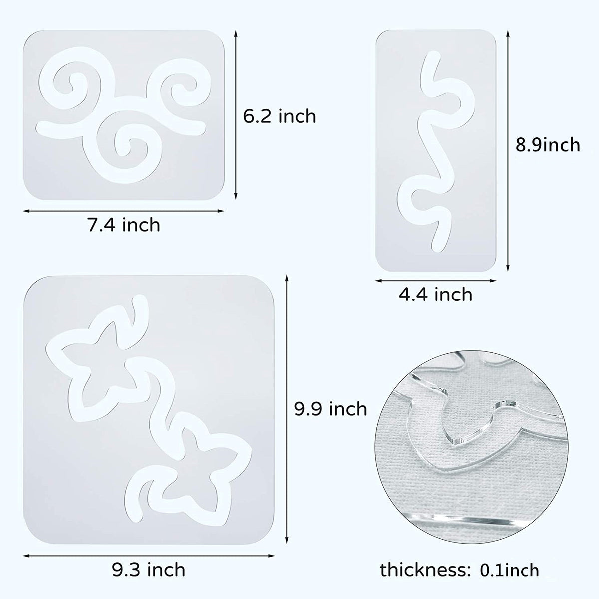 3 Pcs Acrylic Quilt Templates
